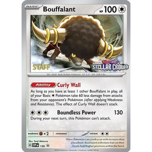 Bouffalant - 136 (Prerelease) [Staff] (136) (SV: Scarlet & Violet Promo Cards)