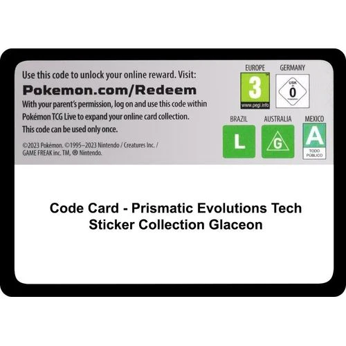 Code Card - Prismatic Evolutions Tech Sticker Collection [Glaceon] [SV: Prismatic Evolutions]