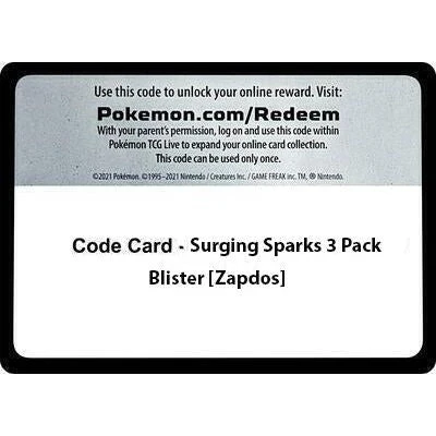 Code Card - Surging Sparks 3 Pack Blister [Zapdos] [SV08: Surging Sparks]