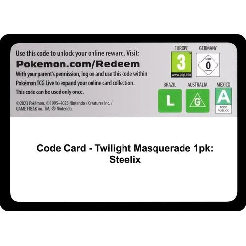Code Card - Twilight Masquerade Single Pack Blister [Steelix] [SV06: Twilight Masquerade]