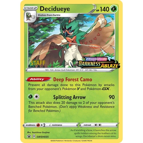 Decidueye - SWSH035 (Prerelease) [Staff] (SWSH035) (SWSH: Sword & Shield Promo Cards)