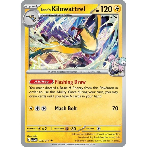 Iono's Kilowattrel (072/217) (ME: Ascended Heroes)