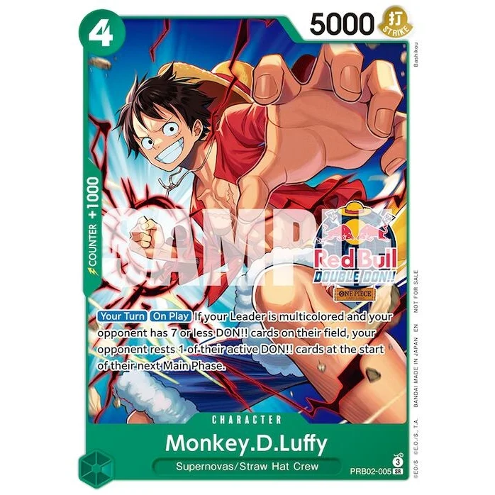 Monkey.D.Luffy (Red Bull Double Don!!) (PRB02-005) (One Piece Promotion Cards)