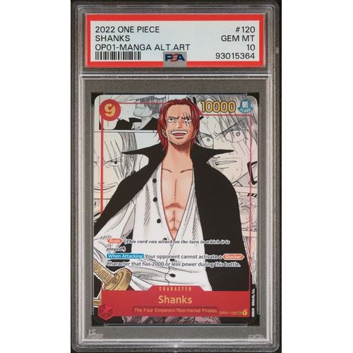 PSA 10 Shanks Manga Alternate Art OP01-120 - 2022 One Piece Card Game Romance Dawn #5364