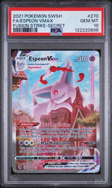 PSA GEM MT 10 - 2021 POKEMON SWORD & SHIELD FUSION STRIKE #270 FA/ESPEON VMAX FUSION STRIKE-SECRET