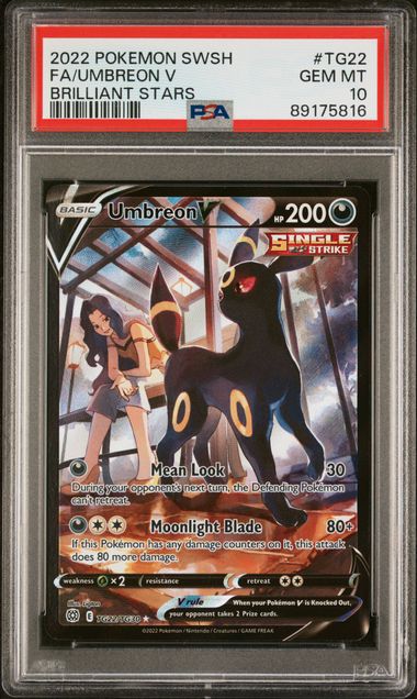 PSA GEM MT 10 - 2022 POKEMON SWORD & SHIELD BRILLIANT STARS #TG22 FA/UMBREON V BRILLIANT STARS