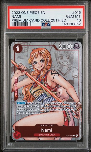 PSA GEM MT 10 - 2023 ONE PIECE PREMIUM BANDAI PREMIUM CARD COLLECTION 25TH EDITION #016 NAMI