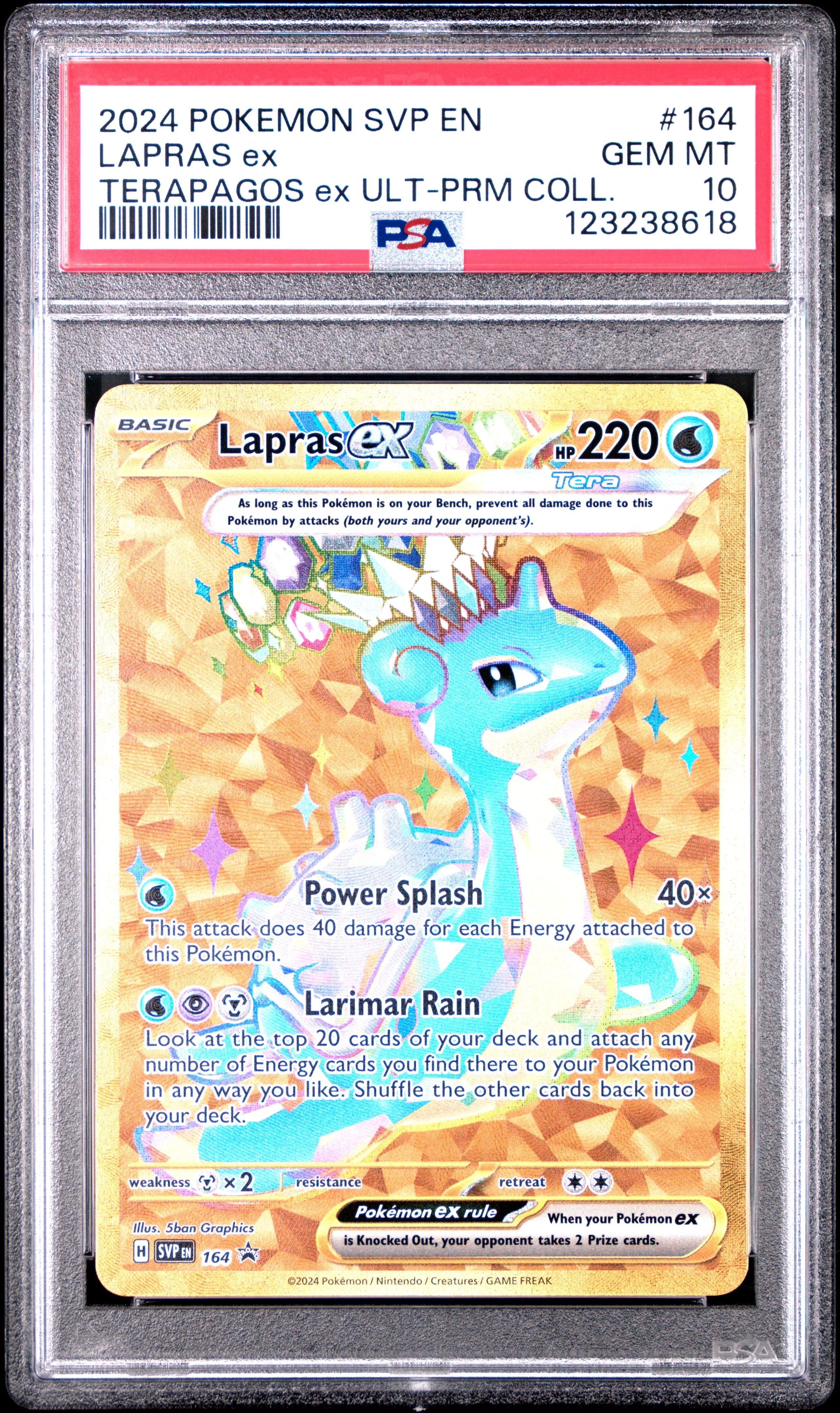 PSA GEM MT 10 - 2024 POKEMON SVP EN-SV BLACK STAR PROMO #164 LAPRAS ex ULTRA-PREMIUM COLLECTION