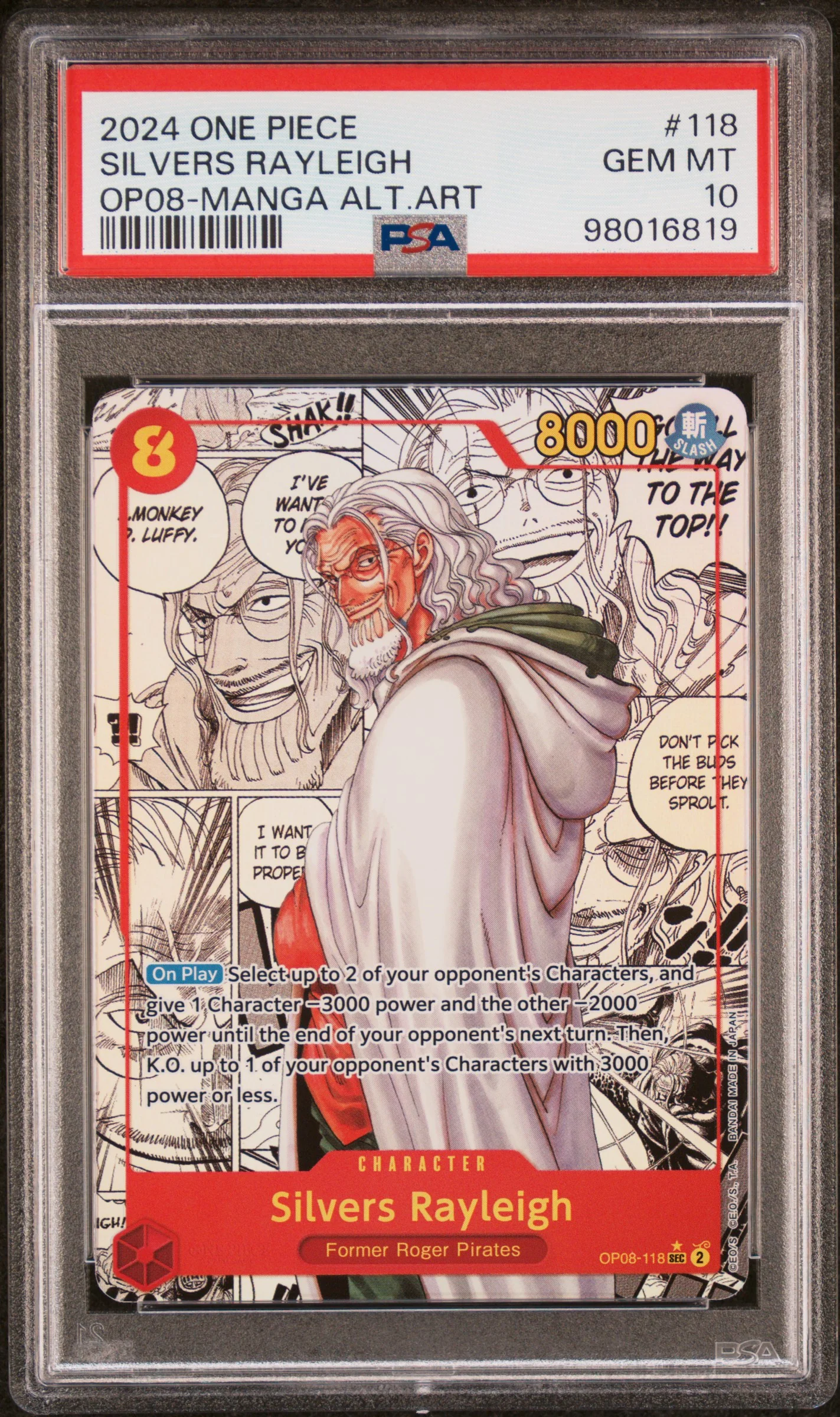 PSA GEM MT 10 - SILVERS RAYLEIGH MANGA ALTERNATE ART 2024 ONE PIECE OP08-TWO LEGENDS