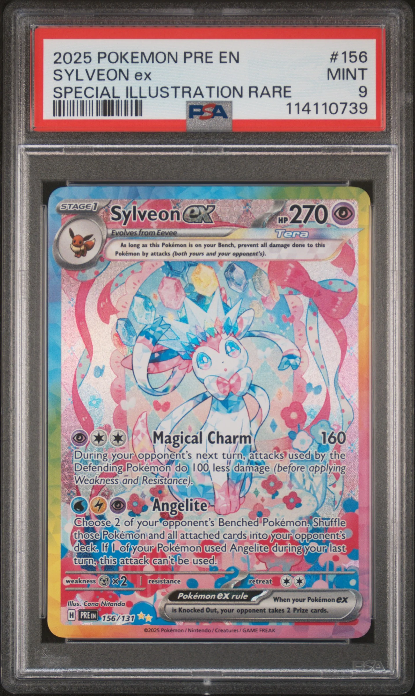 PSA MINT 9 - 2025 POKEMON PRE EN-PRISMATIC EVOLUTIONS #156 SYLVEON ex SPECIAL ILLUSTRATION RARE