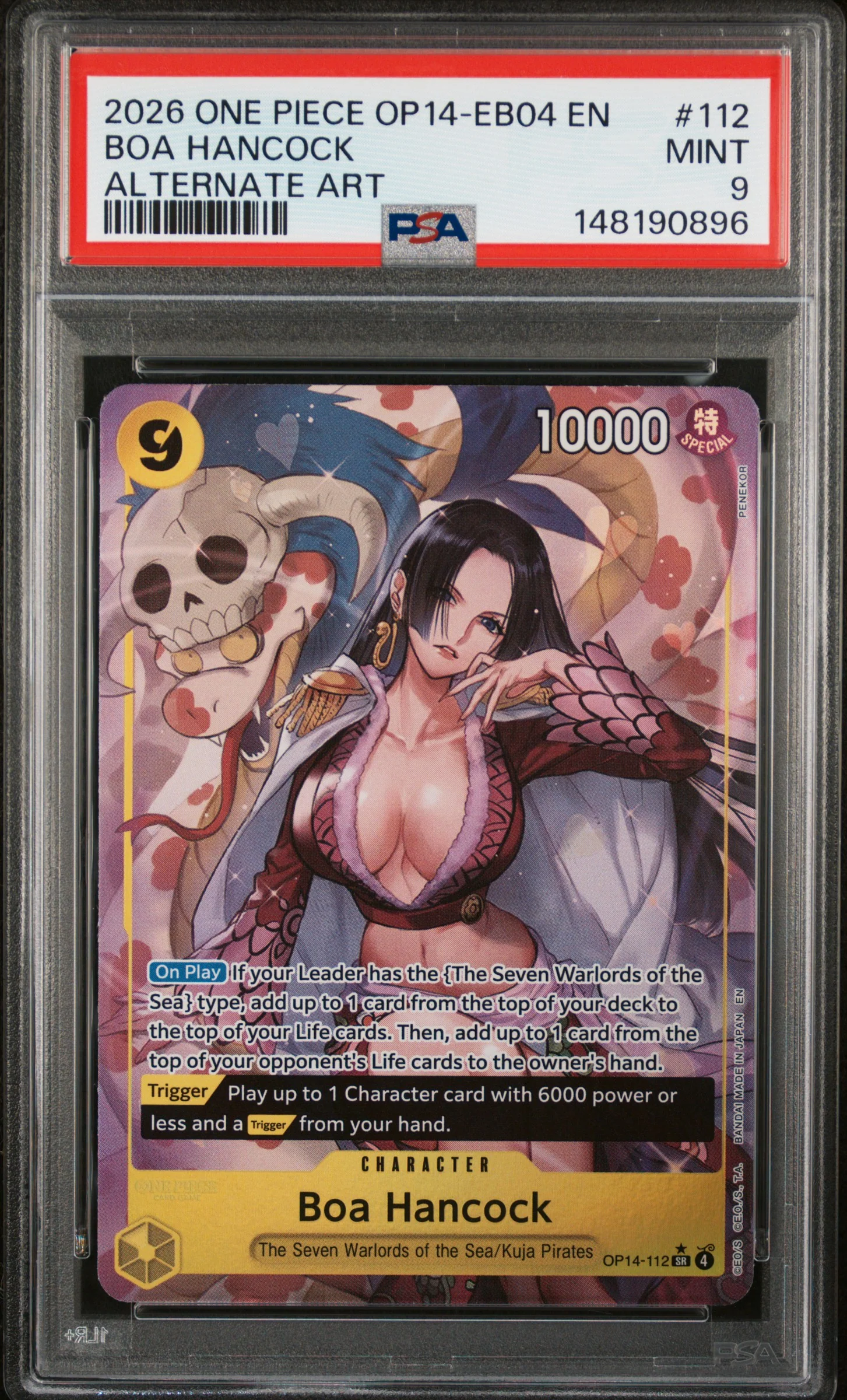PSA MINT 9 - 2026 ONE PIECE OP14-EB04-THE AZURE SEA'S SEVEN #112 BOA HANCOCK ALTERNATE ART