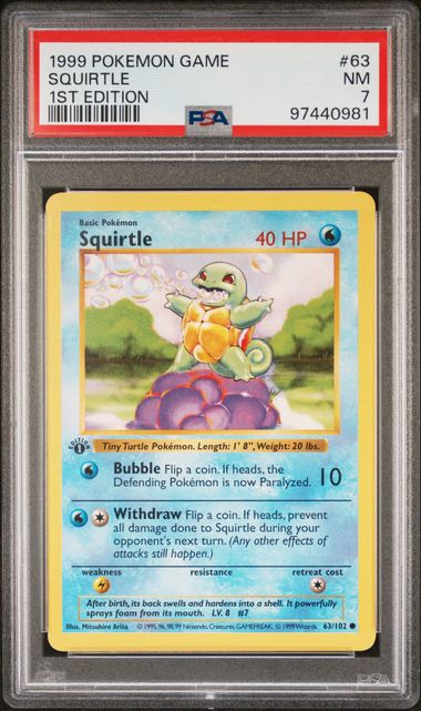 PSA NM 7 - SQUIRTLE 1ST EDITION 1999 POKEMON GAME